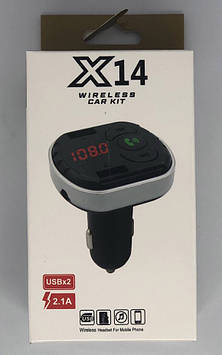 Автомобільний FM модулятор (трансмітер) X14 Bluetooth (біла короб.)