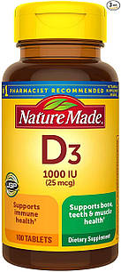 Nature Made Vitamin D3, вітамін D3 1000 IU, (25 мкг) 100 табл