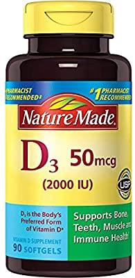 Nature Made Vitamin D3, 2000 IU, вітамін D3 (50 мкг) 90 ЖК