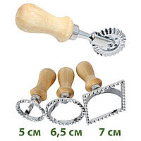 Ніж для тіста 3 штампи та ніж-колесо набір пельмені равіолі