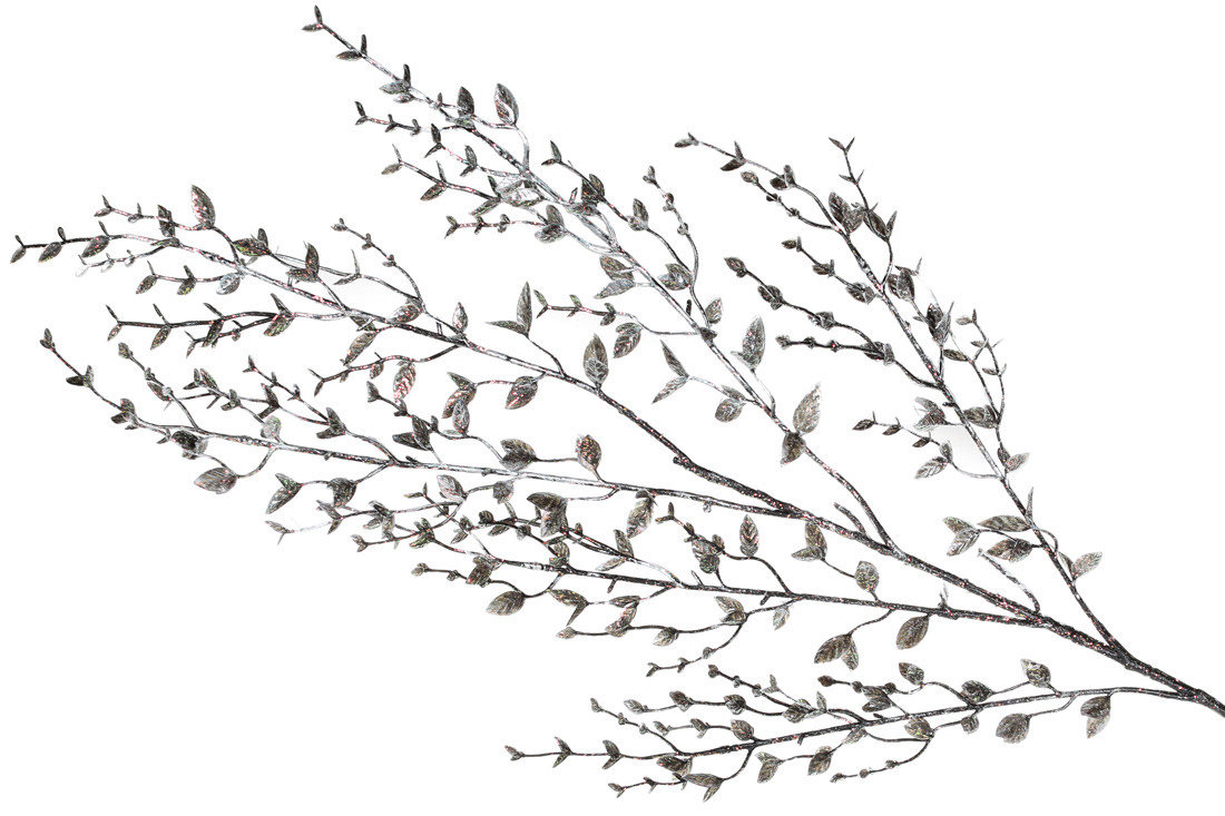 Декоративна гілка Пернеттія, 78см, колір - графіт з кольоровим гліттером ТОВАР ВІД ВИРОБНИКА