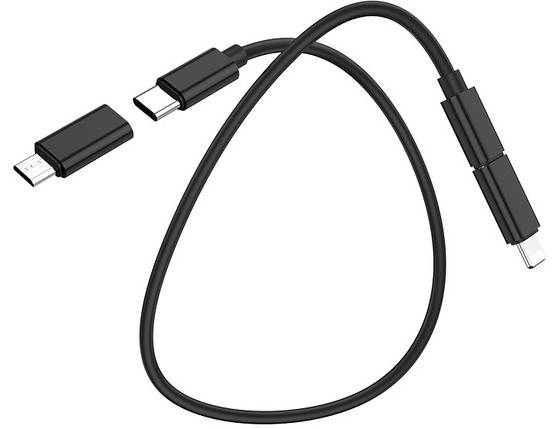 Кабель 3 в 1 HOCO U86 Lightning, Micro USB, Type-C, чорний, фото 1