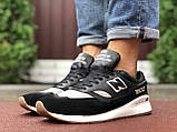 Кросівки чоловічі New Balance 1500 замша, шкіра чорні з сірим і білим, фото 3