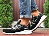 Кросівки чоловічі New Balance 1500 замша, шкіра чорні з сірим і білим, фото 4