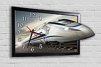 Креативные с 3Д эффектом часы настенные в гостинную фигурные Erpol Скоростной поезд 30x50 см