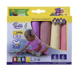 Крейда кольорова 6шт ZB.6710-99 JUMBO BABY Line (1/56/1856)