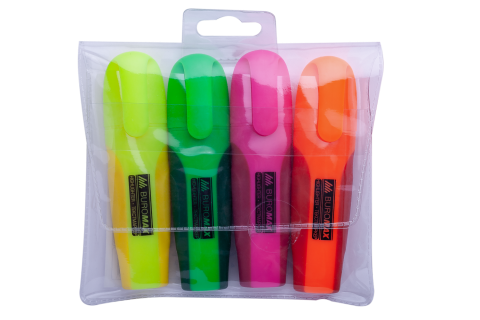 Набір маркерів текстових 4 кольори BM.8904-84 Neon з гумовими вставками (1/12/144), фото 1