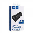 Автомобільний зарядний пристрій 2 USB Hoco Z12 Black (2.4A), фото 3