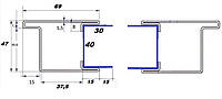Профиль створки 69 мм. + швеллер30*40*30,для ставень с поворотными ламелями,пара правый и левый.м-