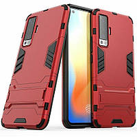 Чохол Fiji Hybrid case для Vivo X50 бампер з підставкою червоний
