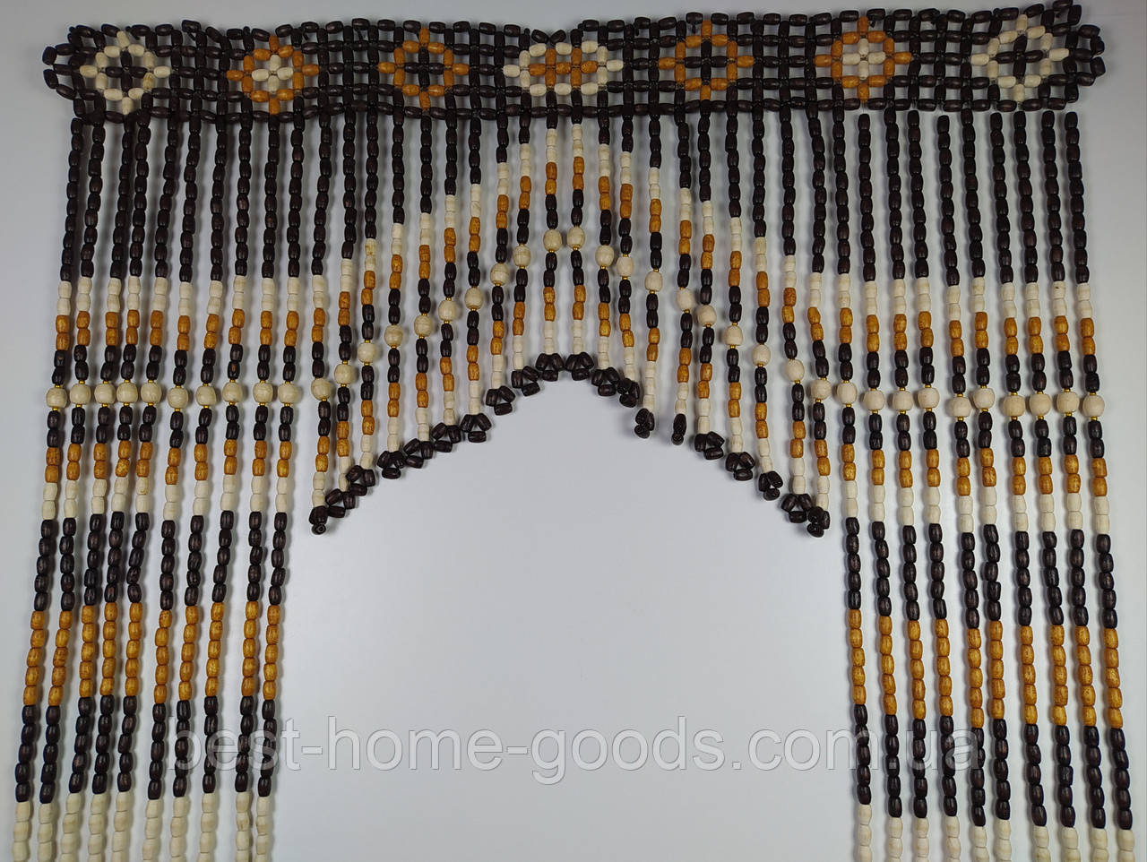 Арочна штора з дерев’яних намистин | Коричнева арка | 100×200 см | декоративний дерев’яний декор, фото 1
