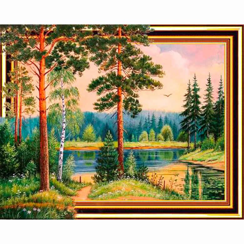 Алмазная мозаика по номерам на холсте с 3D эффектом 40*50см Josef Otten ELT0127 Лесная река, фото 1