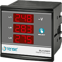 Вольтметр трифазний електронний щитової цифровий 3 фази з трьома дисплеями 96x96 врізний