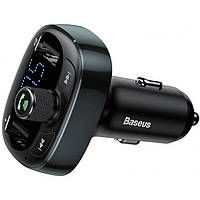 FM-трансмітер автомобільний Baseus T-Typed FM S-09, 2 USB, чорний