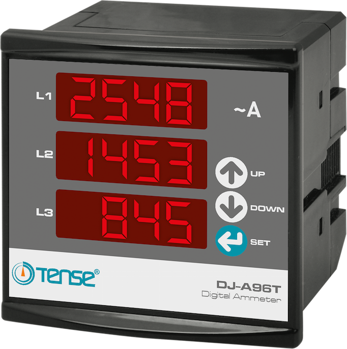 Амперметр   щитової цифровий 3 фази з трьома дисплеями 96x96 врізний