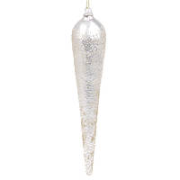 Новогоднее елочное украшение "Сосулька с покрытием лед", 30 см, набор 6 шт Шампань