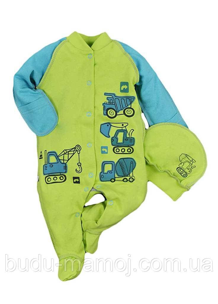 Человечек утепленный для новорожденных с шапочкой в роддом 56 розмір