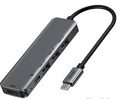 HUB адаптер JOYROOM Type-C SH-C2, 4USB, сірий