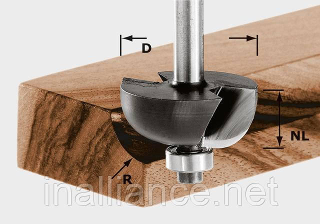 Фреза для вибірки жолобка з опорним підшипником HW S8 D25.5/R6.35 KL хвостовик 8 мм Festool 491018