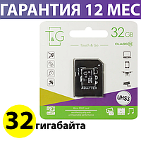 Карта памяти для телефона micro SD, 32 Гб, класс 10 UHS-3, T&G, SD адаптер (TG-32GBSD10U3-01)