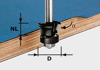 Фреза для зняття фаски/пригонки HW  з опорним підшипником хвостовик 8 мм