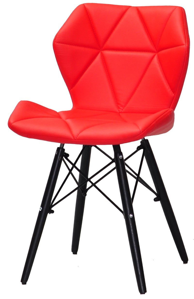 Стілець Greg BK червоний 1007 екошкіра на дерев'яних чорних ніжках, дизайн Charles Eames