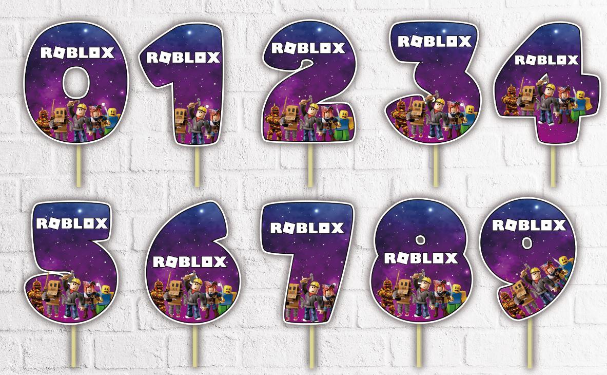 Топпер-цифра (від 0 до 10см цифра) вирубка "Роблокс / ROBLOX" (1шт)-