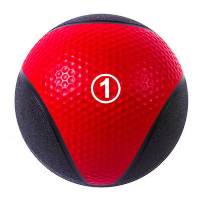 М'яч медичний (медбол) твердий 1кг D=22 см, IronMaster чорно-червоний, фото 2