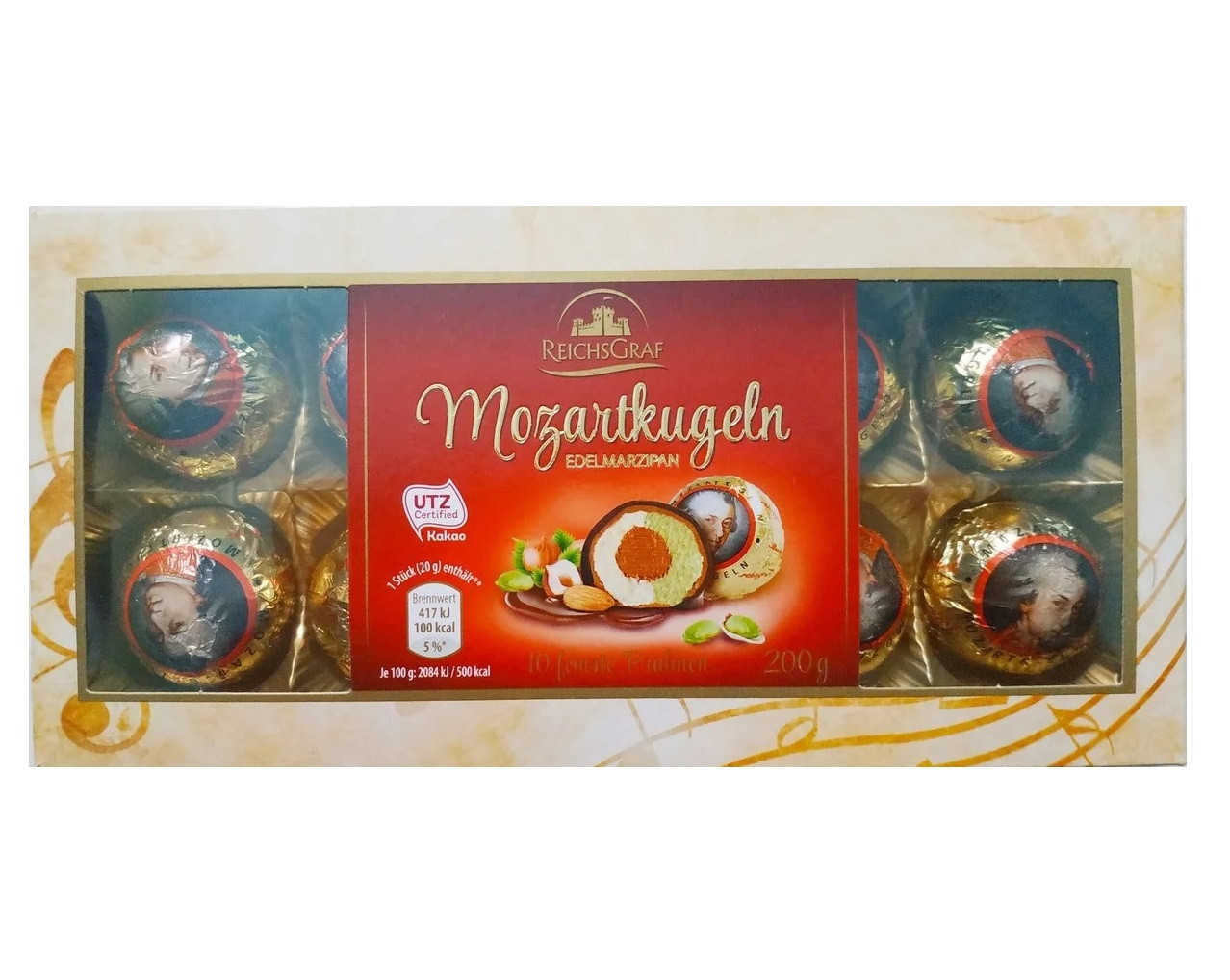 Цукерки Reichsgraf Mozartkugeln Марципани 200 г Німеччина