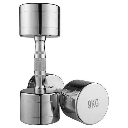 Фітнес гантель хромована на 9 кг 1 шт, фото 1