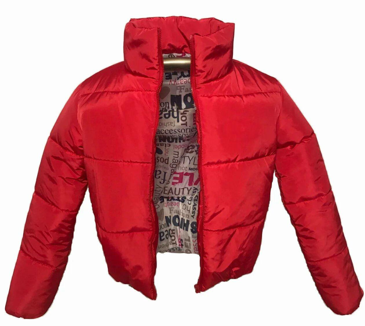 Короткая молодежная красная куртка с капюшоном, осень/зима размеры 42 р - фото 3 - id-p1272922461