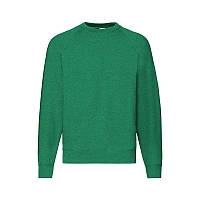 Теплый мужской однотонный свитшот зеленый меланж под принт - XL, 2XL