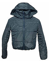 Короткая подростковая куртка с капюшоном синяя осень/зима размеры 42