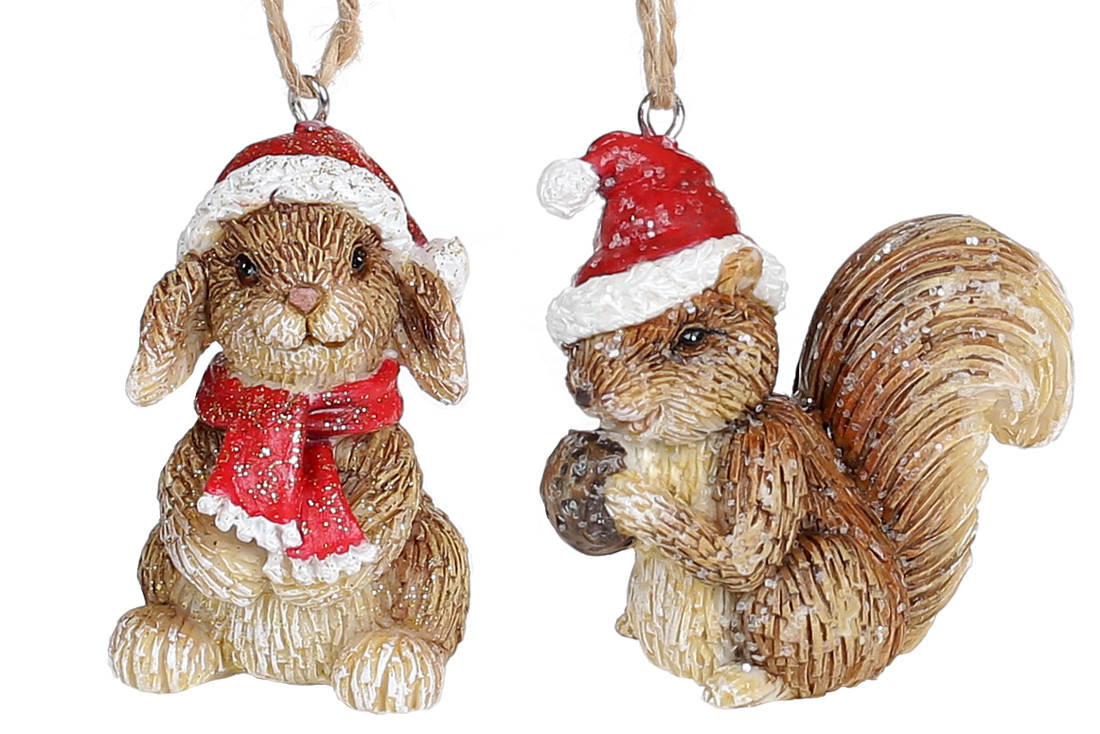 Декоративна підвісна фігурка Білка та Заєць, 5.5 см, 2 різновиди, фото 1