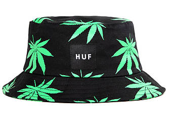 Панама HUF Black Unisex Onesize Panama Hat With Green Weed Leafs - PF1113A1