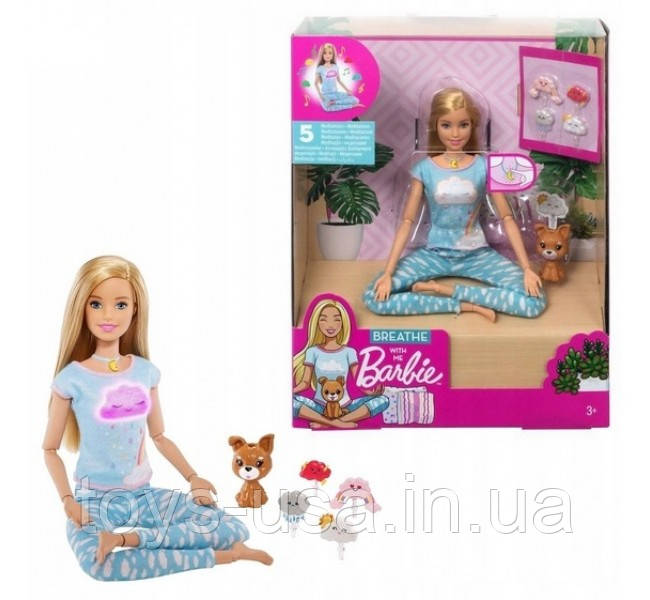 Лялька Барбі йога Дихай зі мною Медитація Barbie Breathe Me Meditation GNK01, фото 1