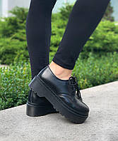 Туфли женские Dr.Martens 1461 Mono Black Platform черные кожаные весна осень