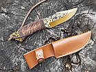 Мисливський ніж нескладаний ручна робота DM-136 Gold C, фото 7