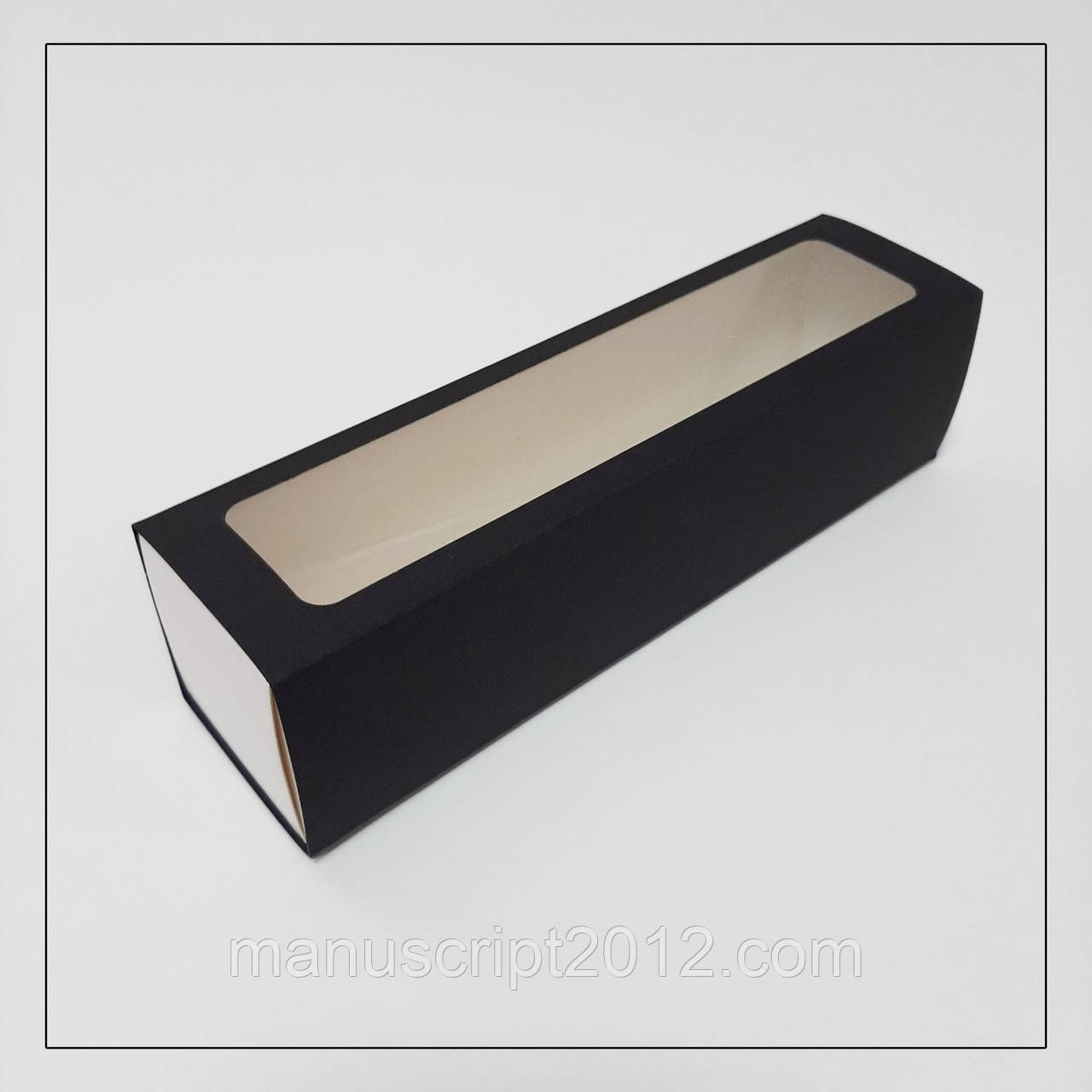 Коробка для макарун чорна 200х50х50 мм.