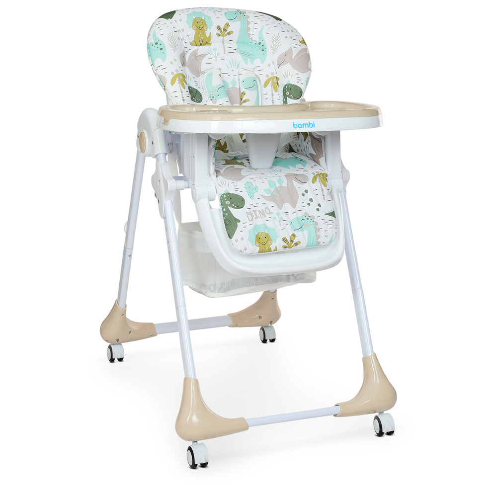 Дитячий стільчик для годування складаний Bambi M 3233 Dino Beige бежевий з динозаврами