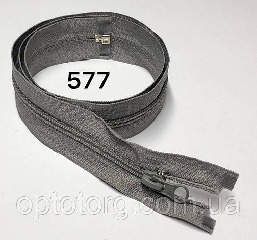 Спіральна блискавка Сірий світлий 90см Тип 5 роз'ємна з одним бігунком, фото 1