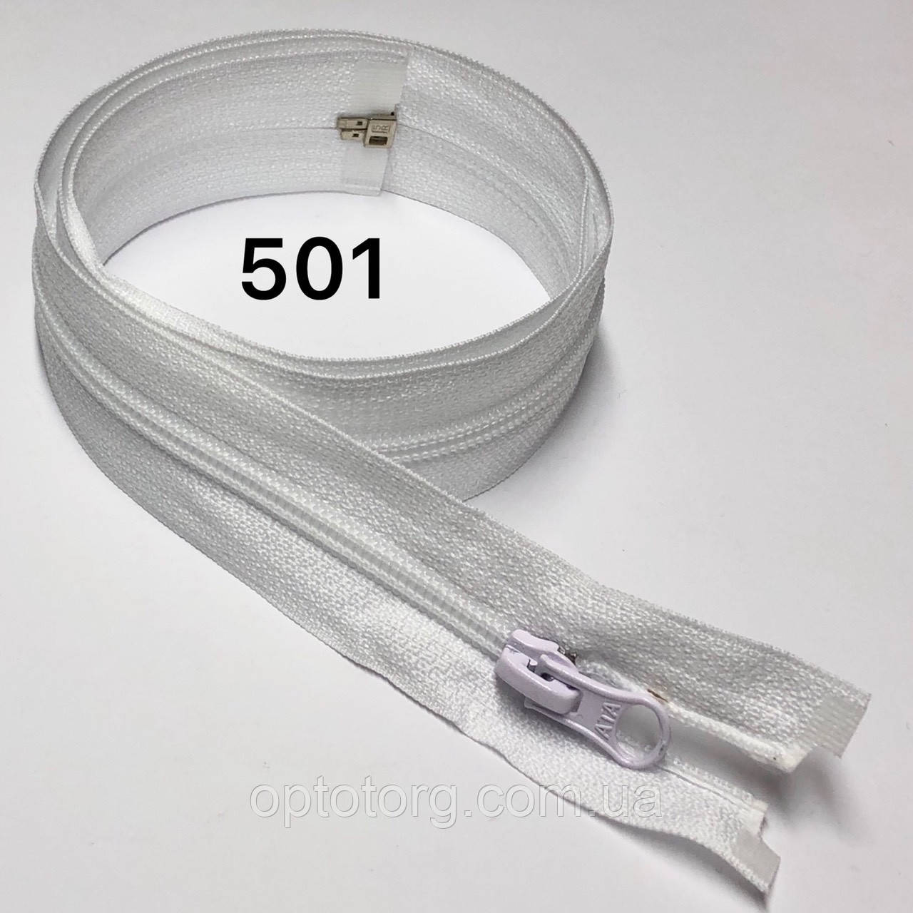 Спіральна блискавка Білий 65см Тип 5 роз'ємна з одним бігунком Kiwi