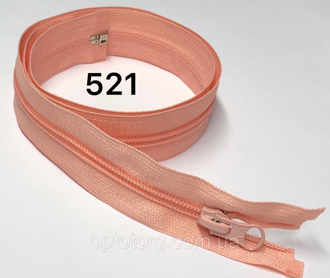 Спіральна блискавка Персик 65см Тип 5 роз'ємна з одним бігунком Kiwi