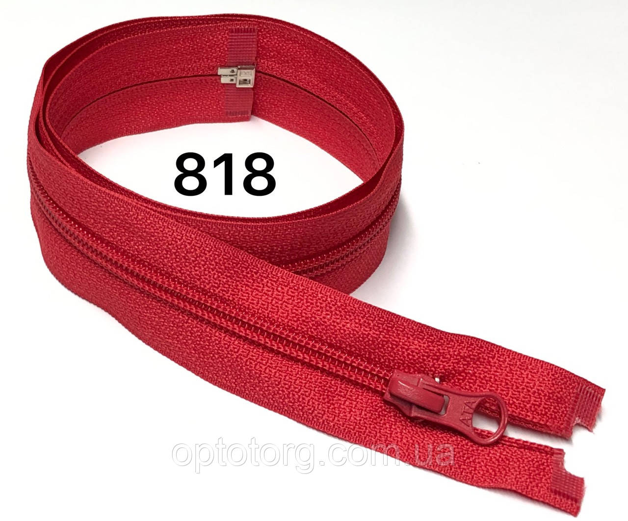 Спіральна блискавка Червоний світлий 50см Тип 5 роз'ємна пластикова с одним бігунком