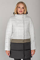 Белая с полосой цвета хаки удлиненная куртка Томи демисезон размеры 44