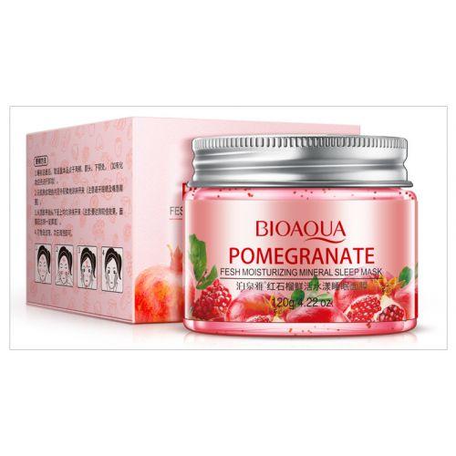 Нічна маска для шкіри обличчя з екстрактом граната Bioaqua Pomegranate Fesh Moisturizing Mineral Sleep Mask, 120г