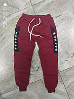 Спортивные штаны с начесом на мальчика цвет бардо 128-134 см