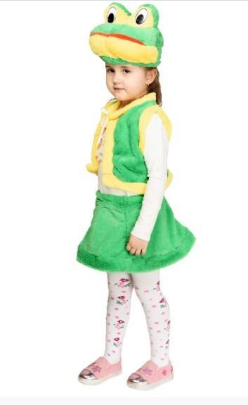 Карнавальний костюм ЖАБА для дівчинки (хутра) 3-7 років, 104-122см, дитячий маскарадний костюм новорічний