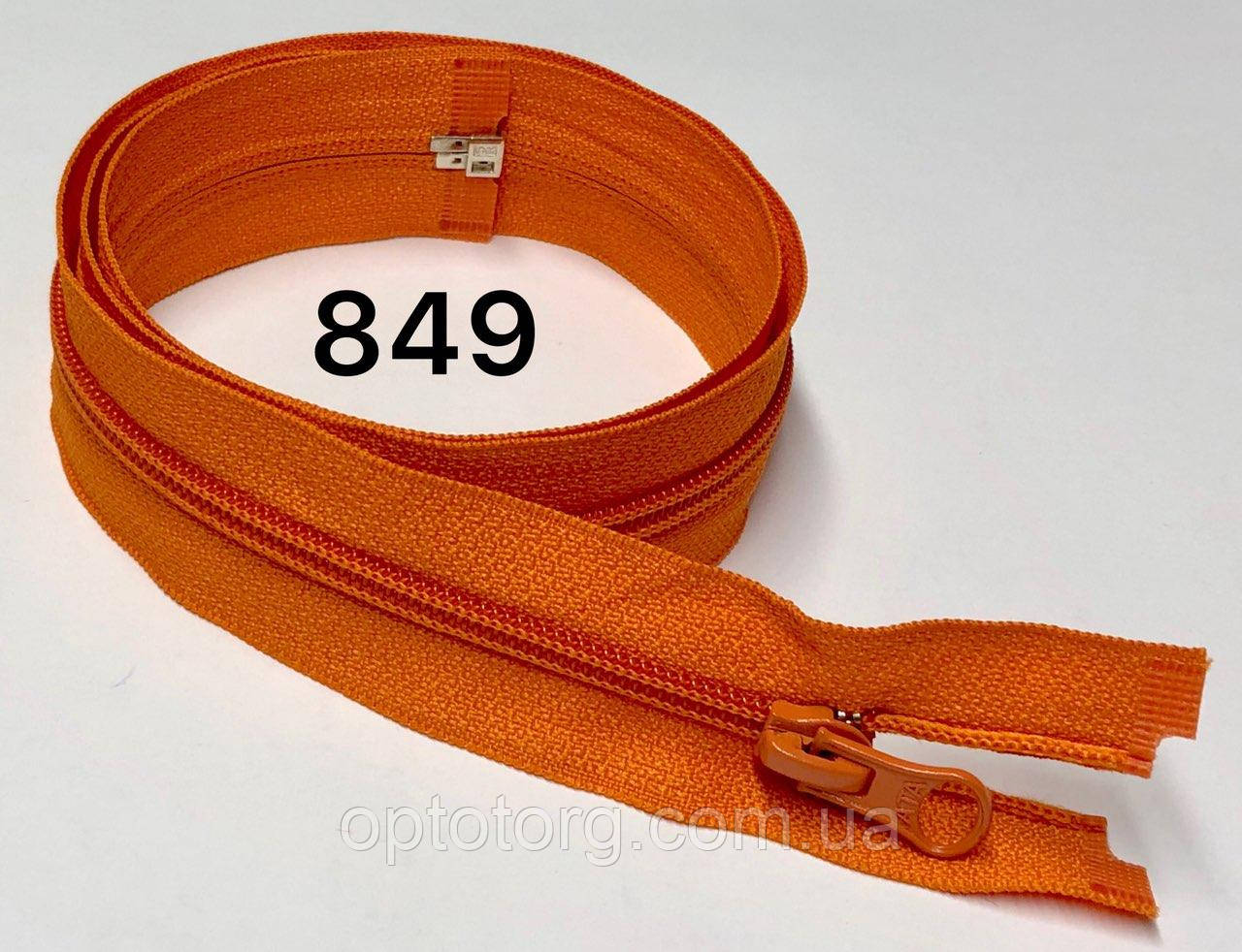 Спіральна блискавка Помаранчевий 70см Тип 5 роз'ємна з одним бігунком Kiwi