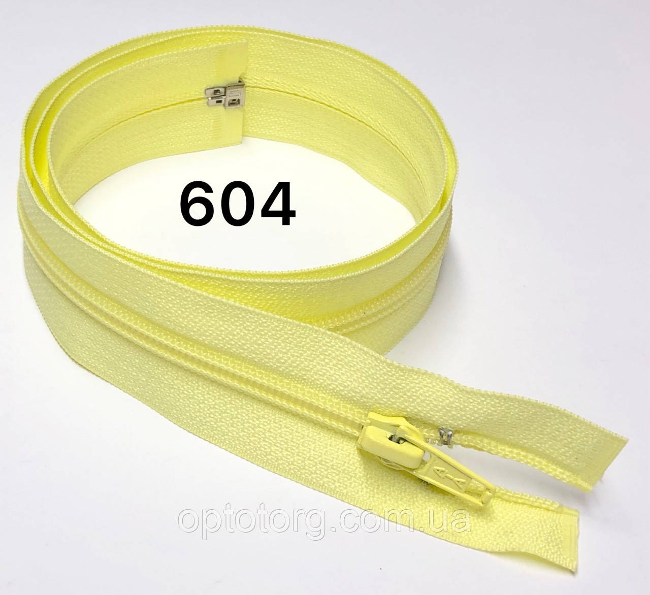 Спіральна блискавка Світло жовтий 65см Тип 5 роз'ємна з одним бігунком Kiwi